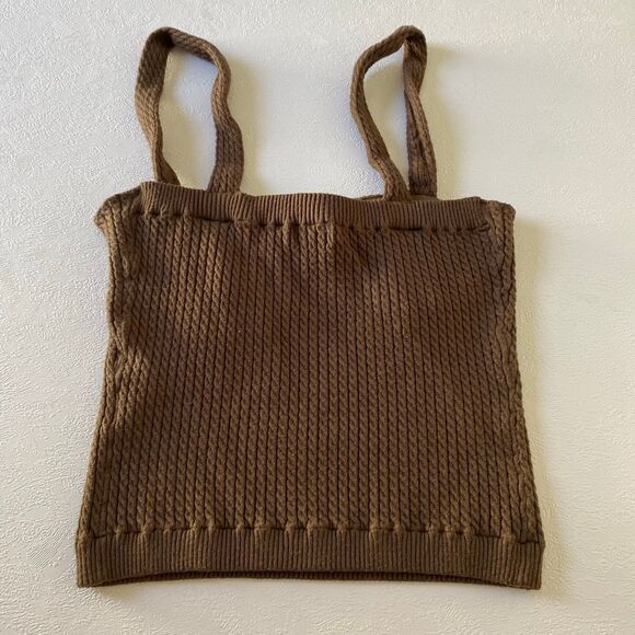 Danielle Bernstein Brown Knit Bustier Crop Tank Top Women’s Large - Picture 2 of 7